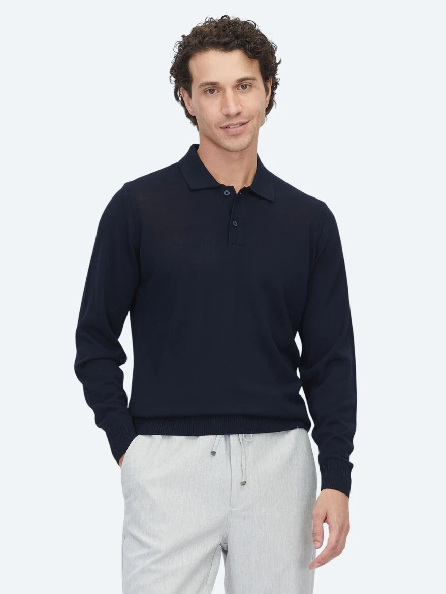 Navy Blue Knitwear Sweatshirt - KİP