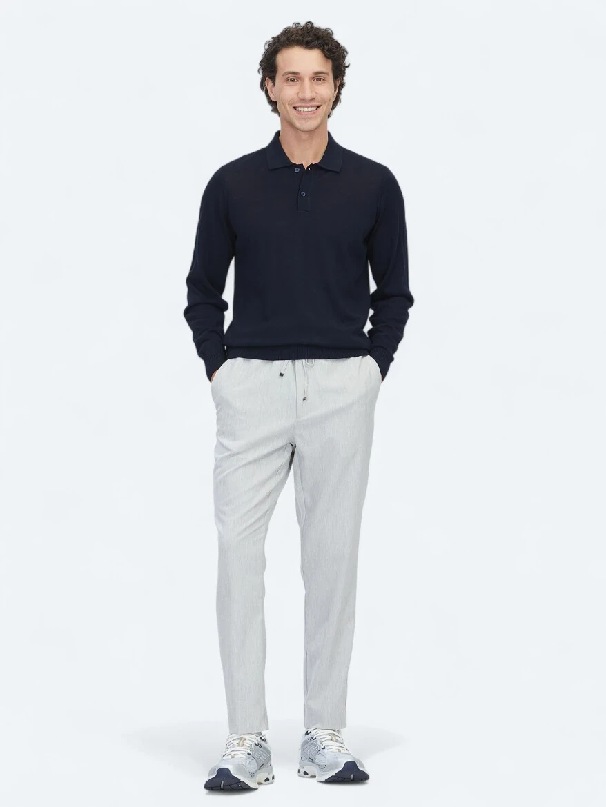 Navy Blue Knitwear Sweatshirt - KİP