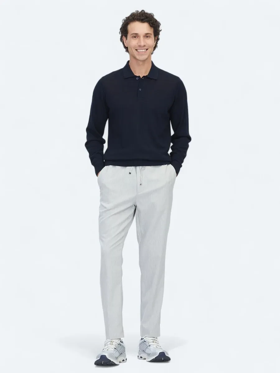 Navy Blue Knitwear Sweatshirt - 2