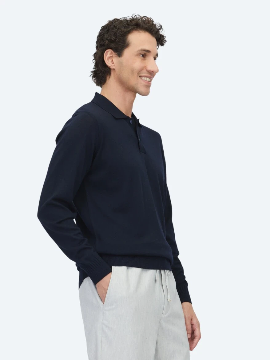 Navy Blue Knitwear Sweatshirt - KİP