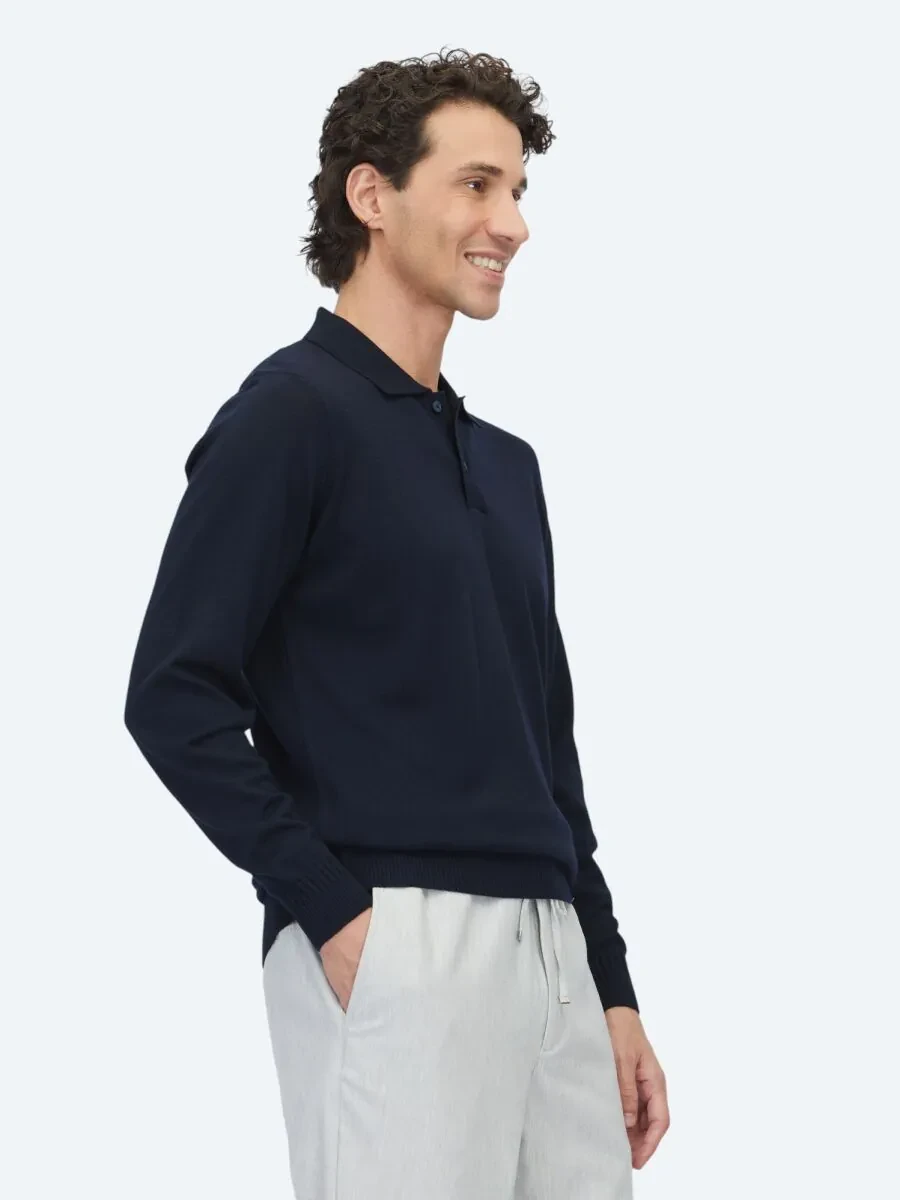 Navy Blue Knitwear Sweatshirt - 3