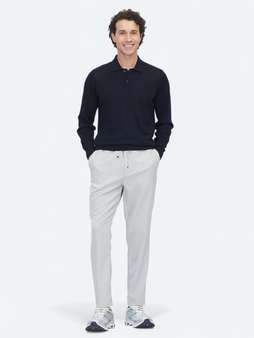 Navy Blue Knitwear Sweatshirt - 2