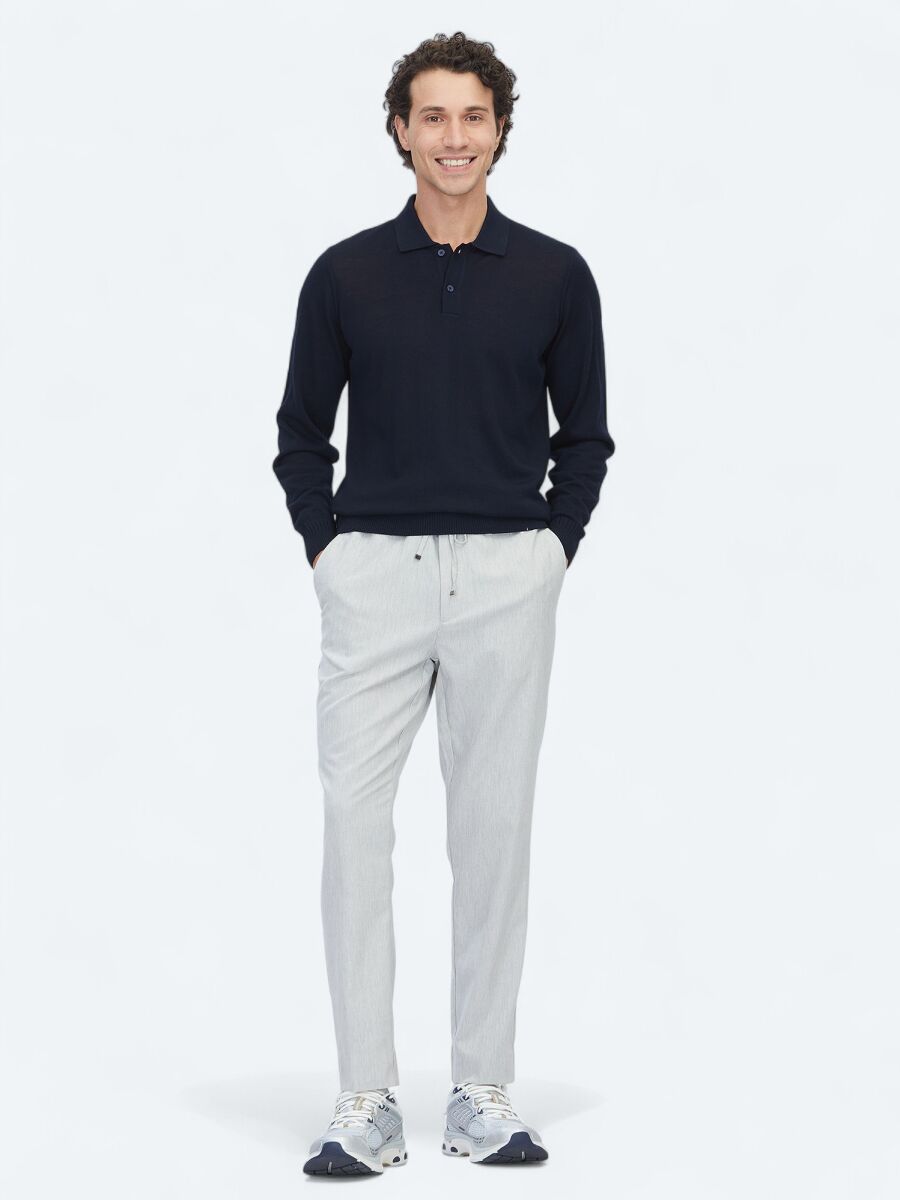 Navy Blue Knitwear Sweatshirt - 2