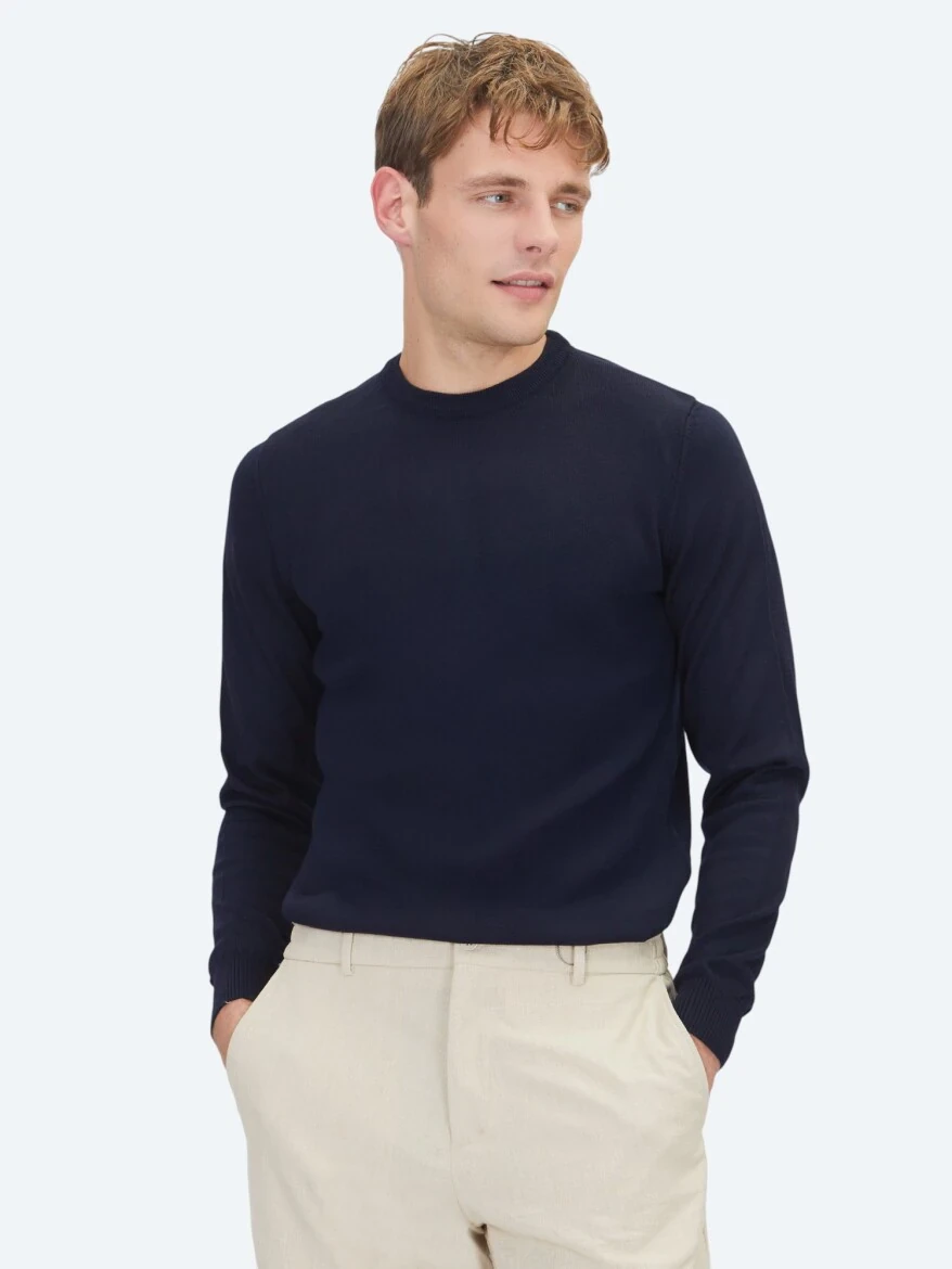 Navy Blue Knitwear Sweatshirt - KİP