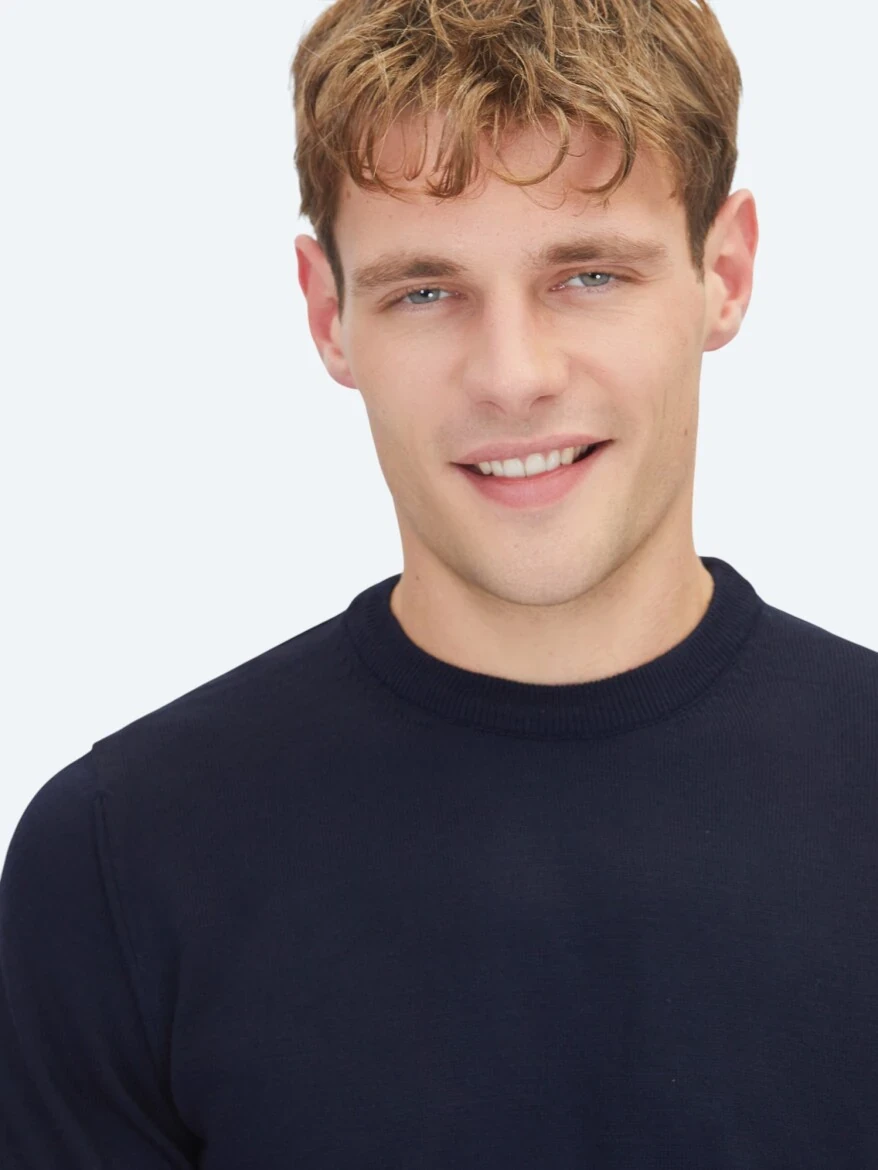 Navy Blue Knitwear Sweatshirt - KİP