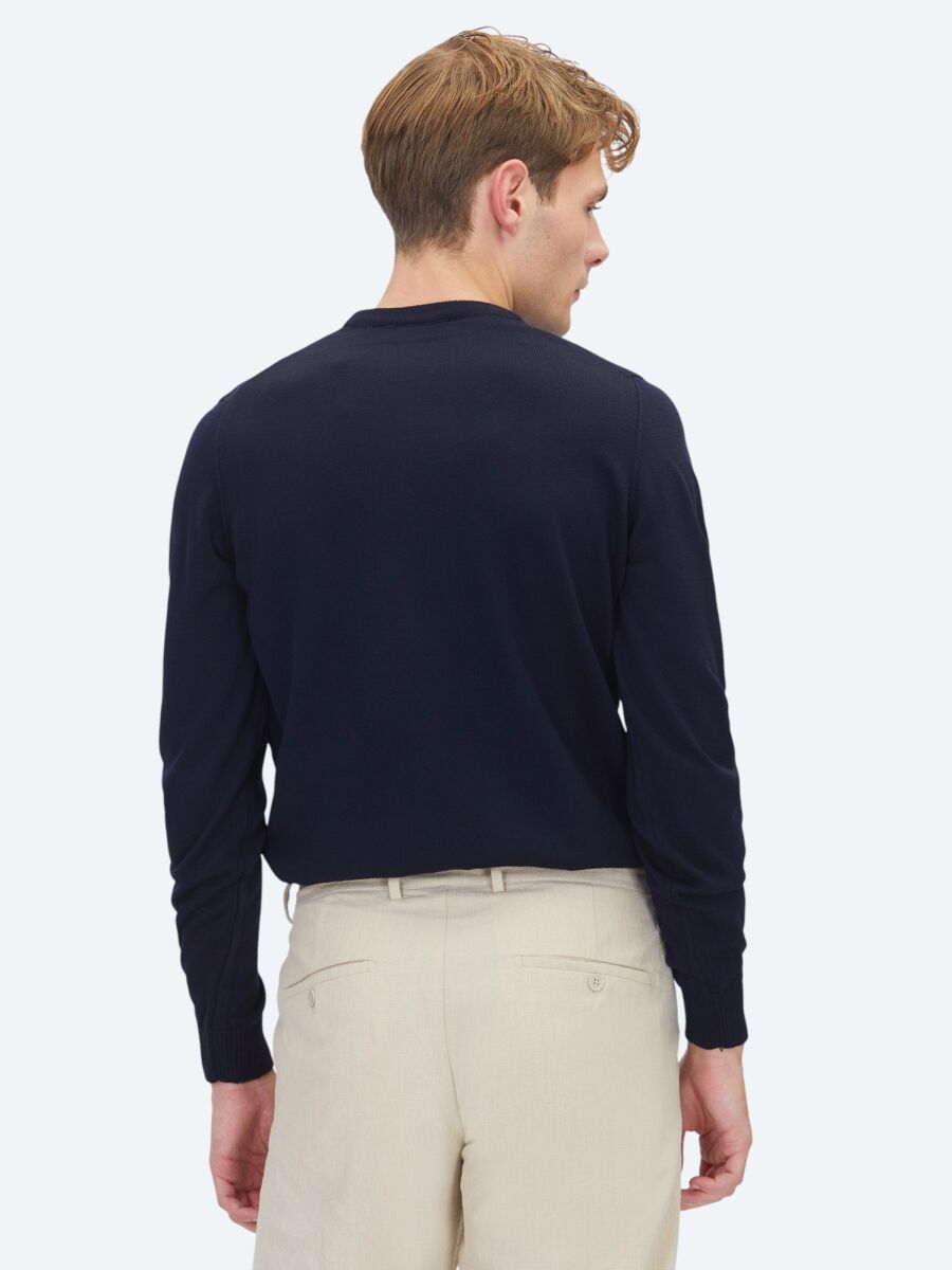 Navy Blue Knitwear Sweatshirt - 5