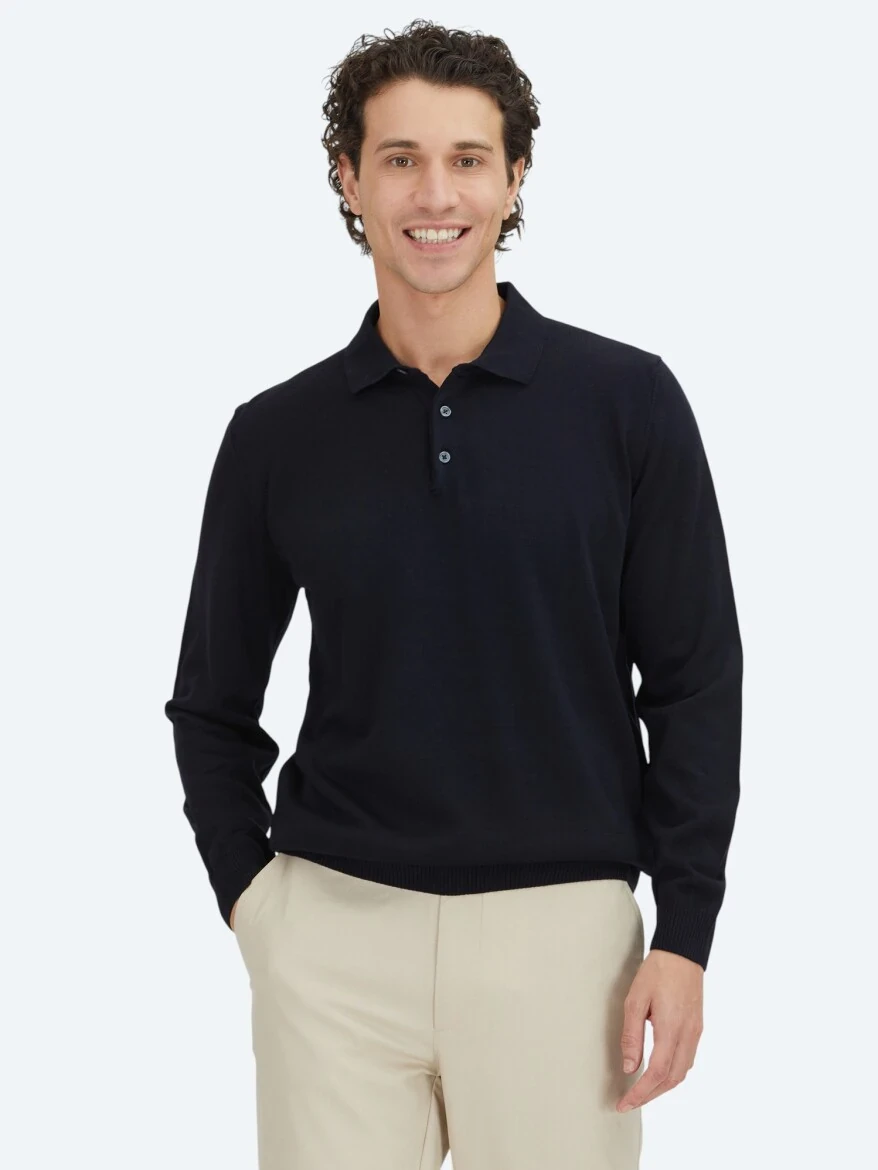 Navy Blue Knitwear Sweatshirt - KİP