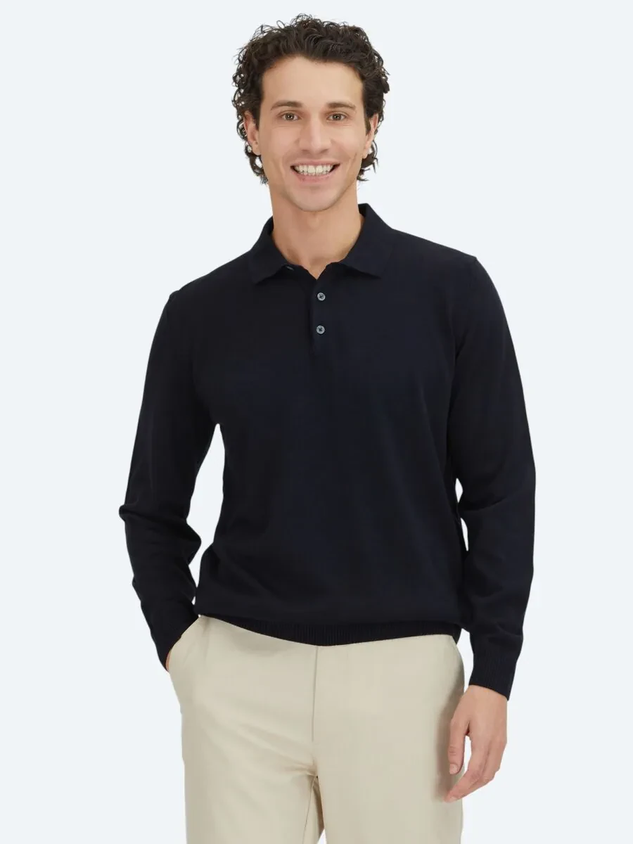 Navy Blue Knitwear Sweatshirt - 1