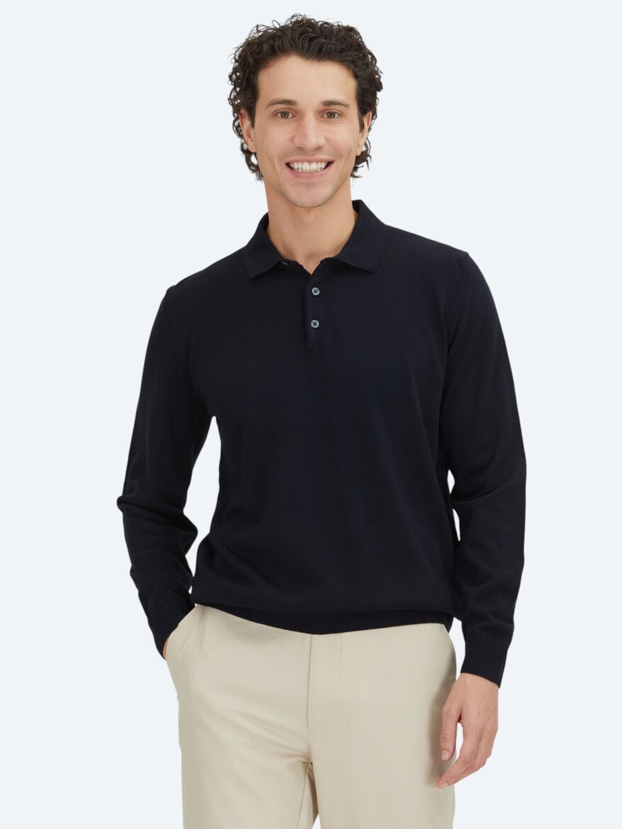 Navy Blue Knitwear Sweatshirt 