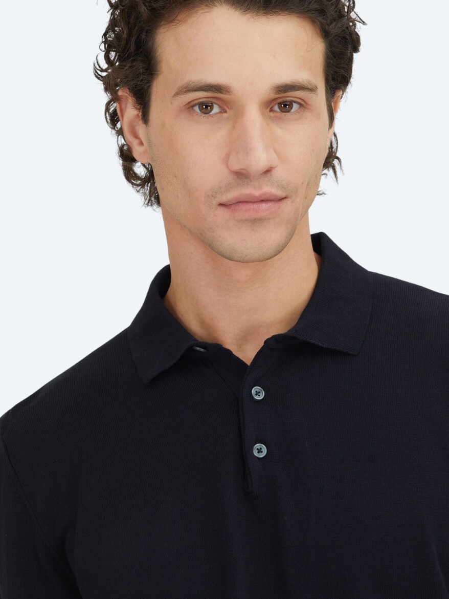 Navy Blue Knitwear Sweatshirt - 3