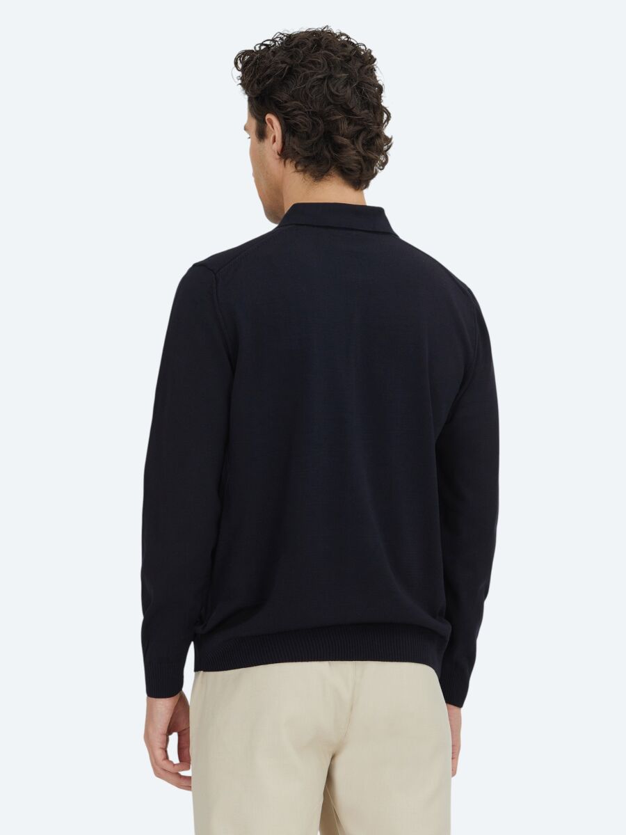 Navy Blue Knitwear Sweatshirt - 5