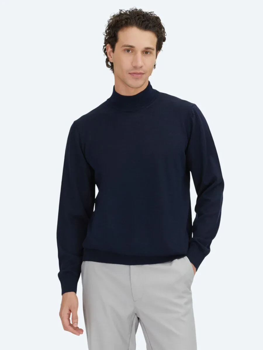 Navy Blue Knitwear Sweatshirt - 1