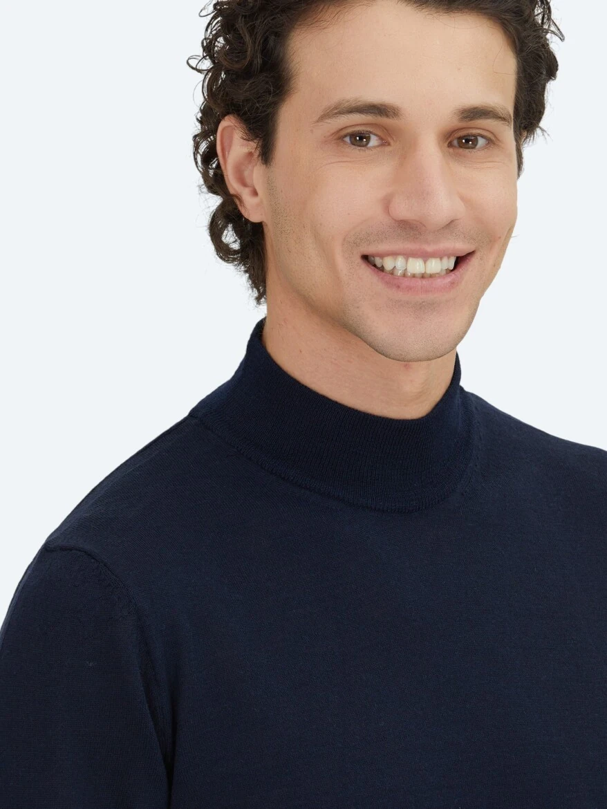 Navy Blue Knitwear Sweatshirt - KİP