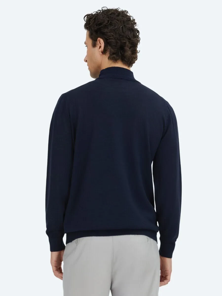 Navy Blue Knitwear Sweatshirt - 4