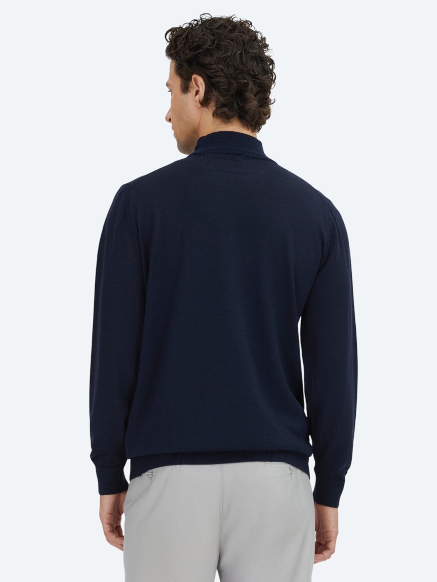 Navy Blue Knitwear Sweatshirt - 4