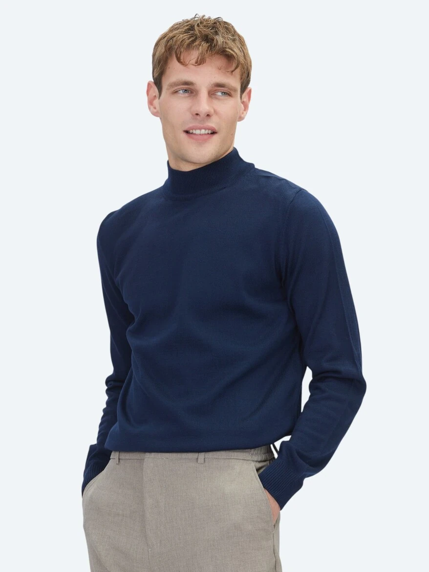 Navy Blue Knitwear Sweatshirt - KİP