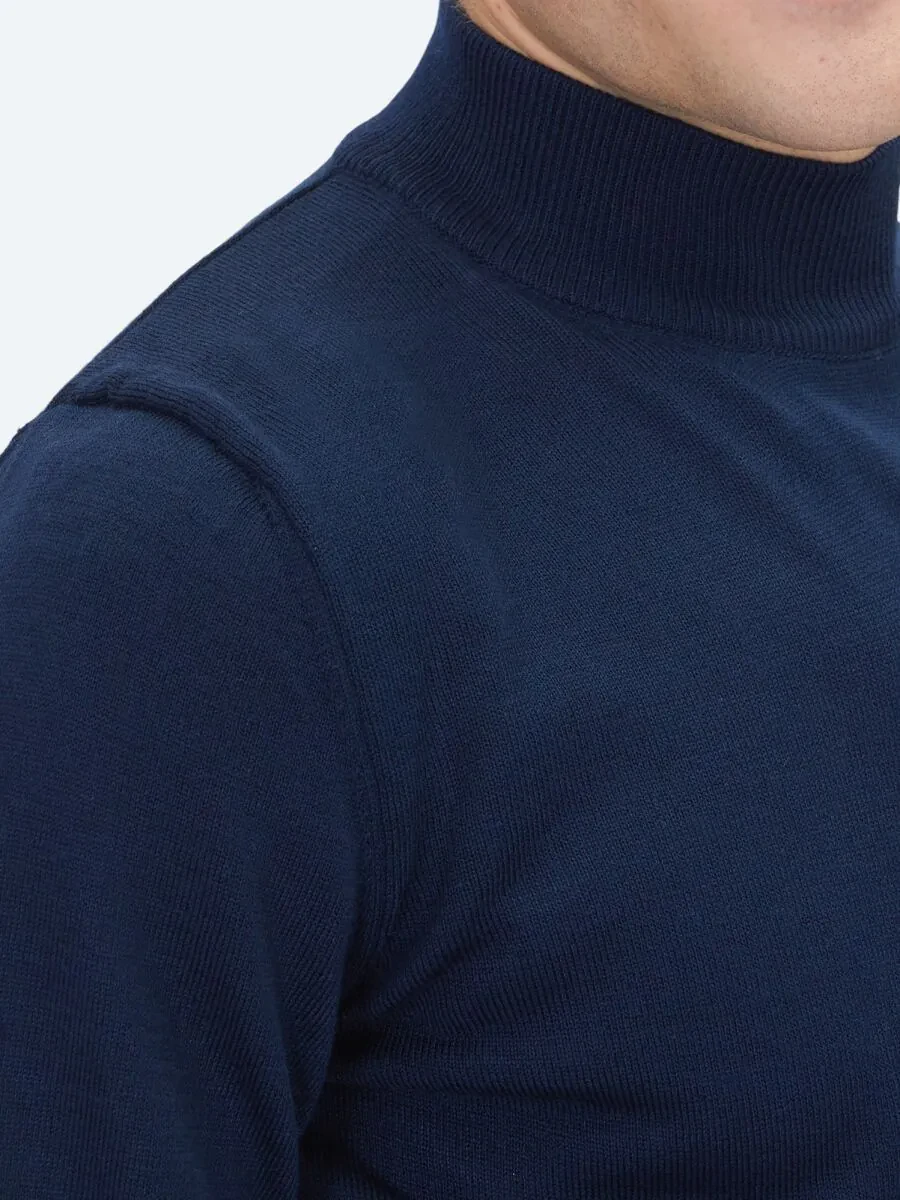 Navy Blue Knitwear Sweatshirt - 3