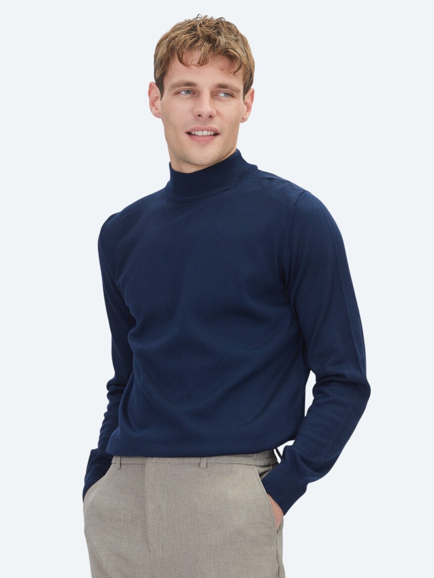 Navy Blue Knitwear Sweatshirt 