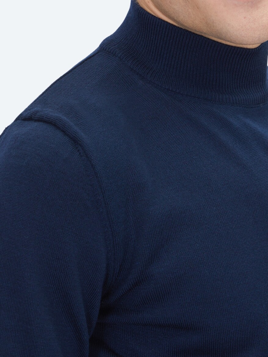 Navy Blue Knitwear Sweatshirt - 3