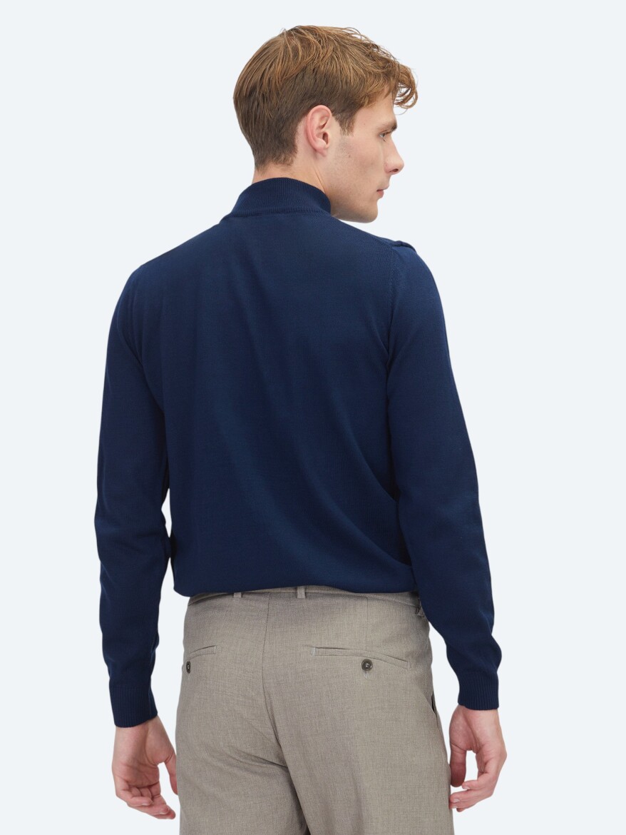 Navy Blue Knitwear Sweatshirt - 5