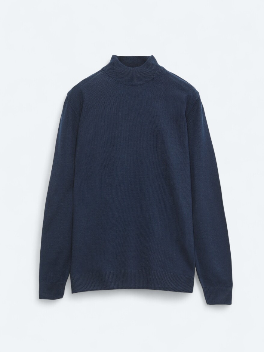 Navy Blue Knitwear Sweatshirt - 6
