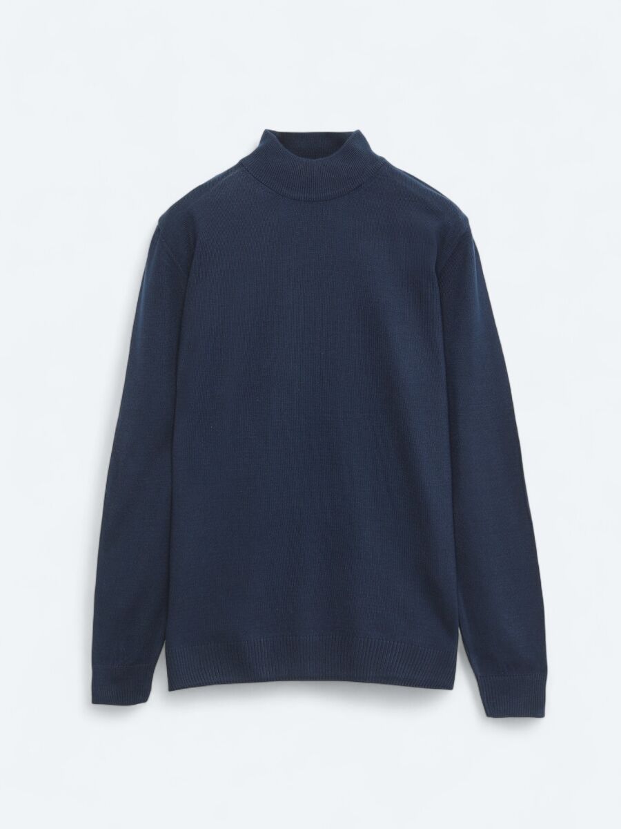 Navy Blue Knitwear Sweatshirt - 6