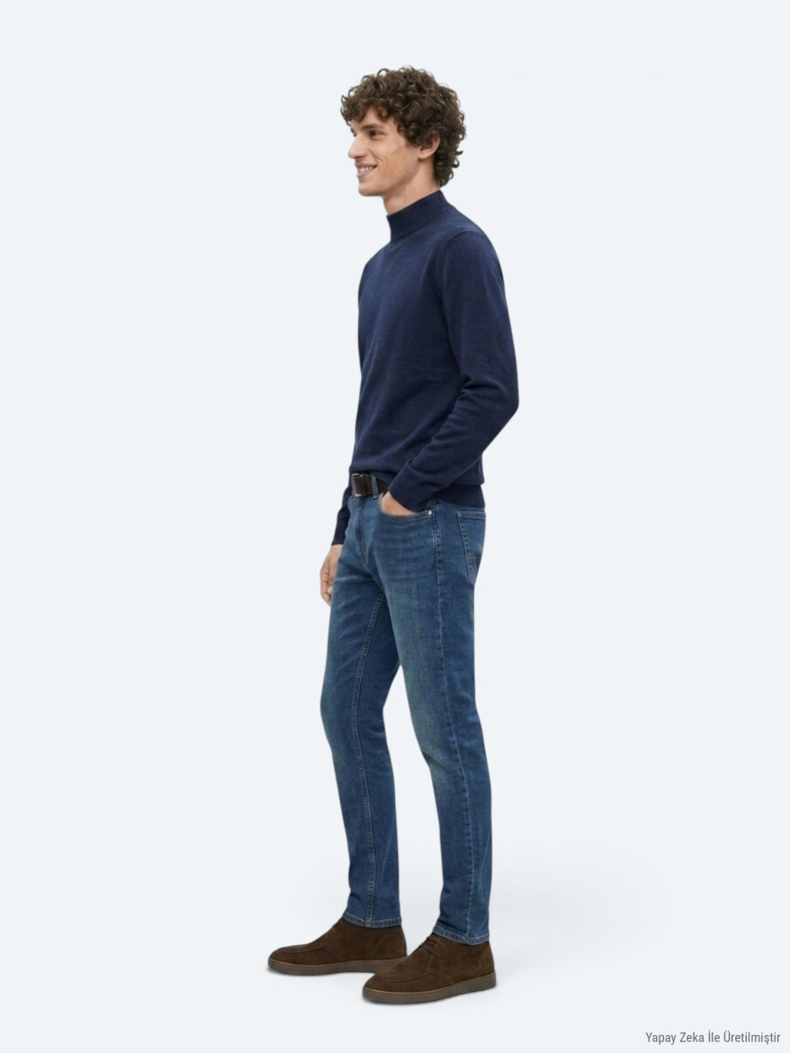 Navy Blue Knitwear Sweatshirt - 3