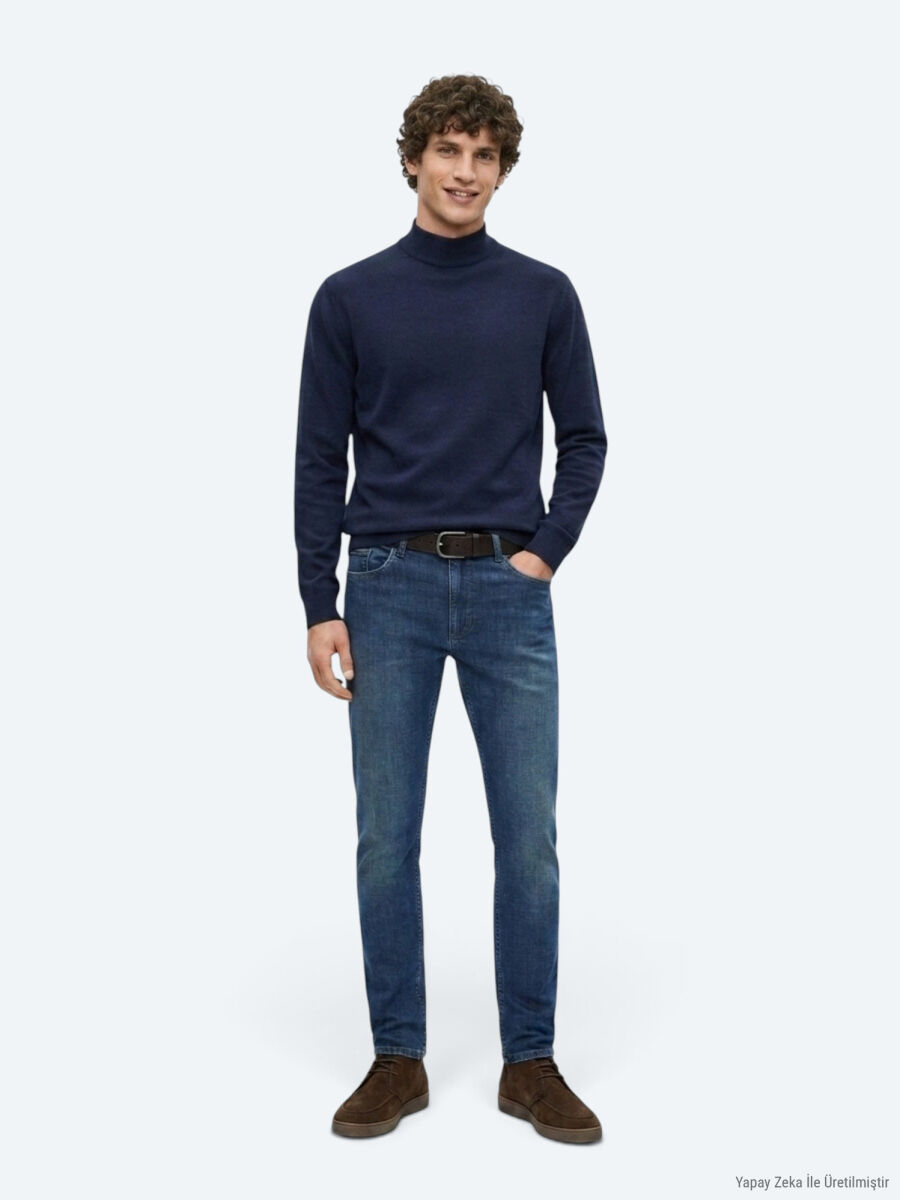 Navy Blue Knitwear Sweatshirt - 4
