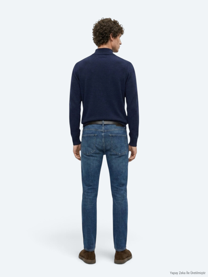 Navy Blue Knitwear Sweatshirt - 5