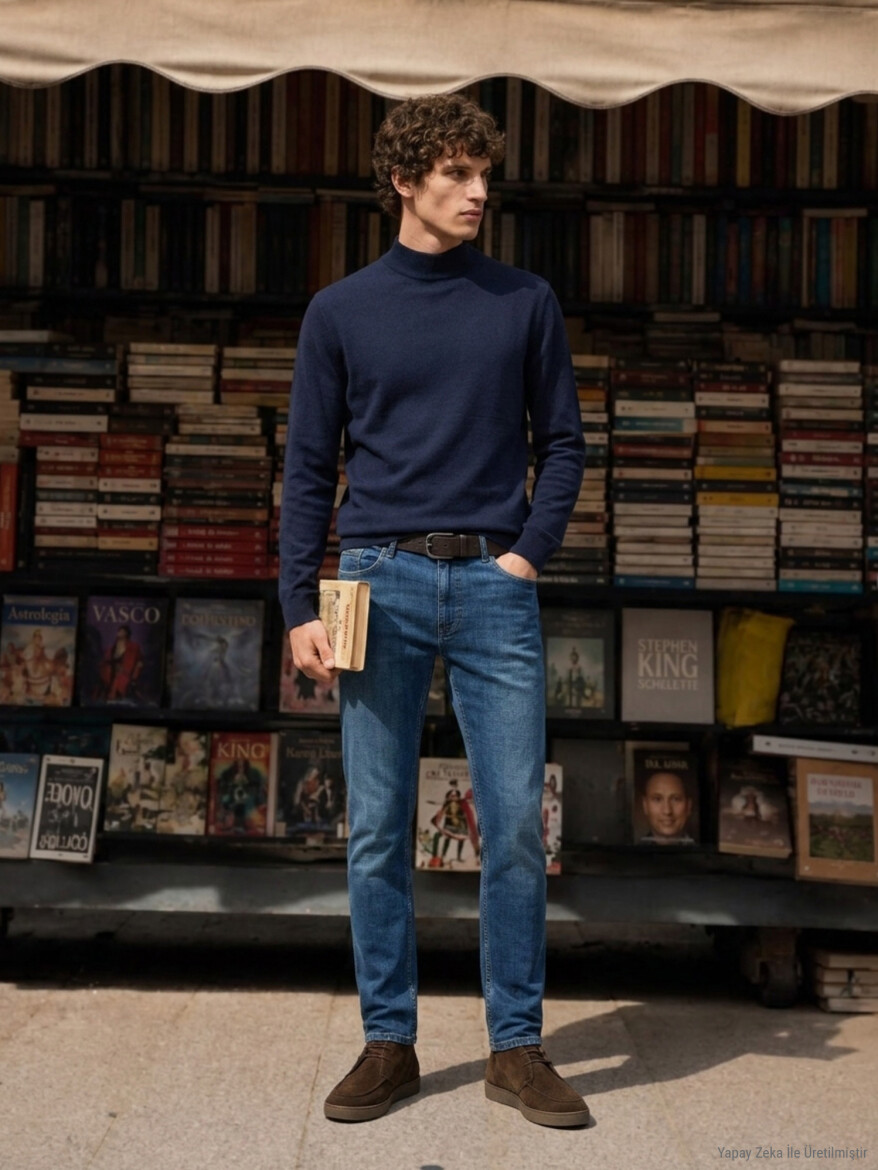 Navy Blue Knitwear Sweatshirt - 6