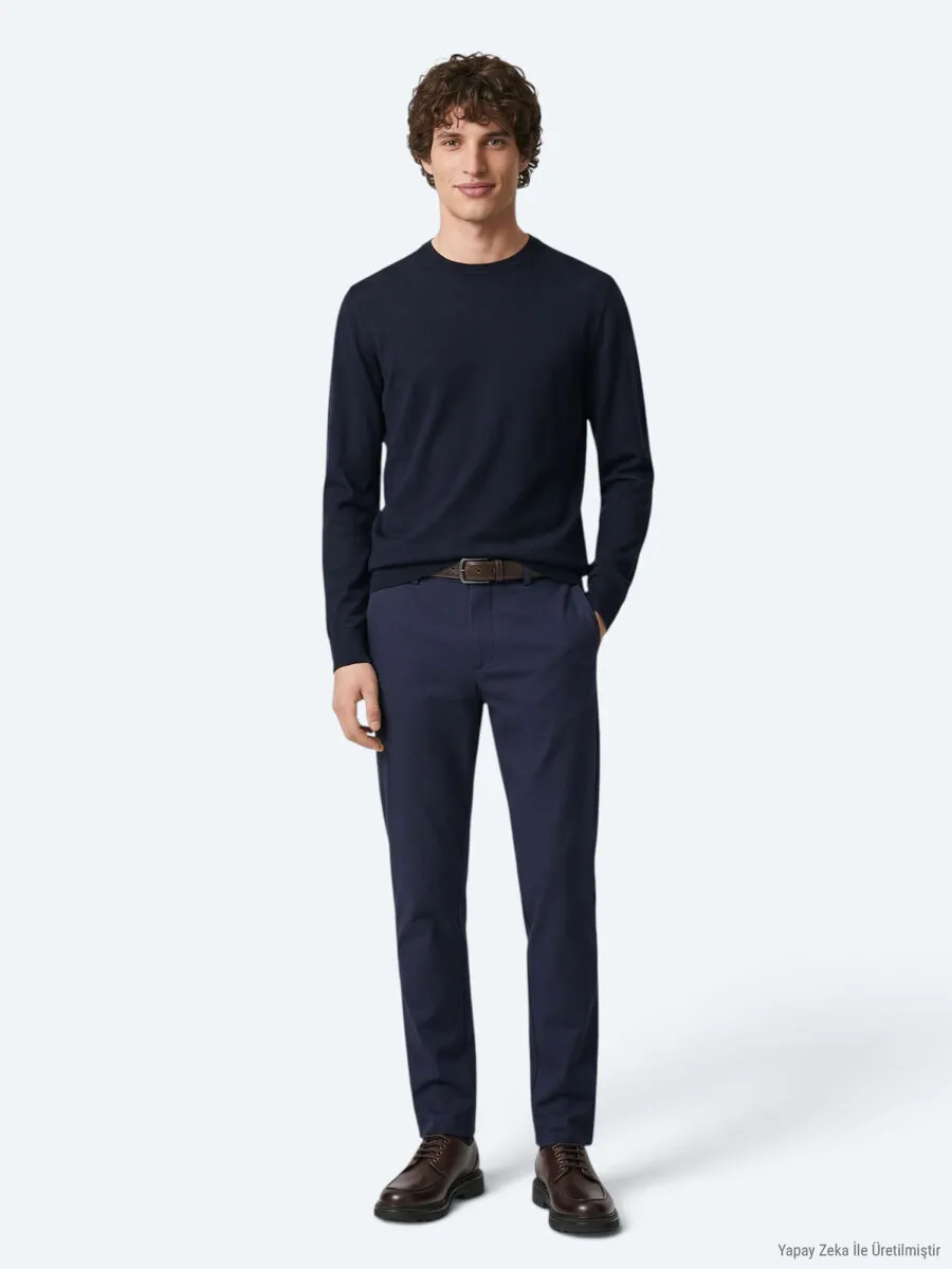 Navy Blue Knitwear Sweatshirt - 3