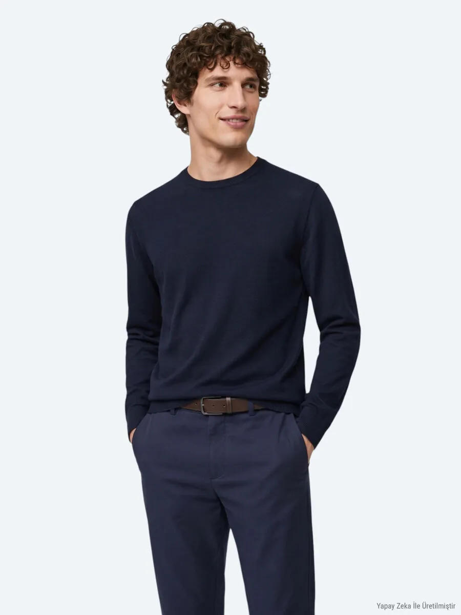 Navy Blue Knitwear Sweatshirt - 4