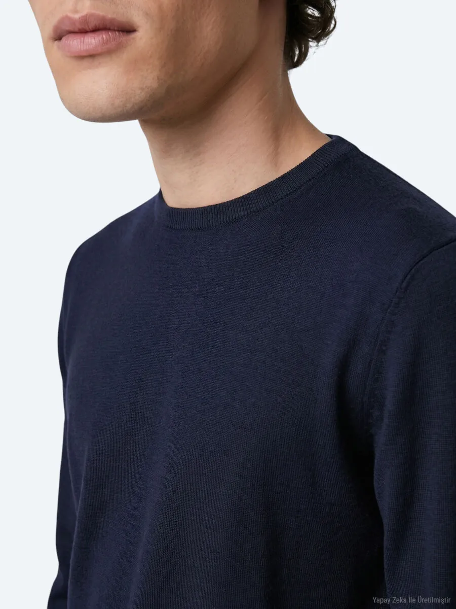 Navy Blue Knitwear Sweatshirt - 5