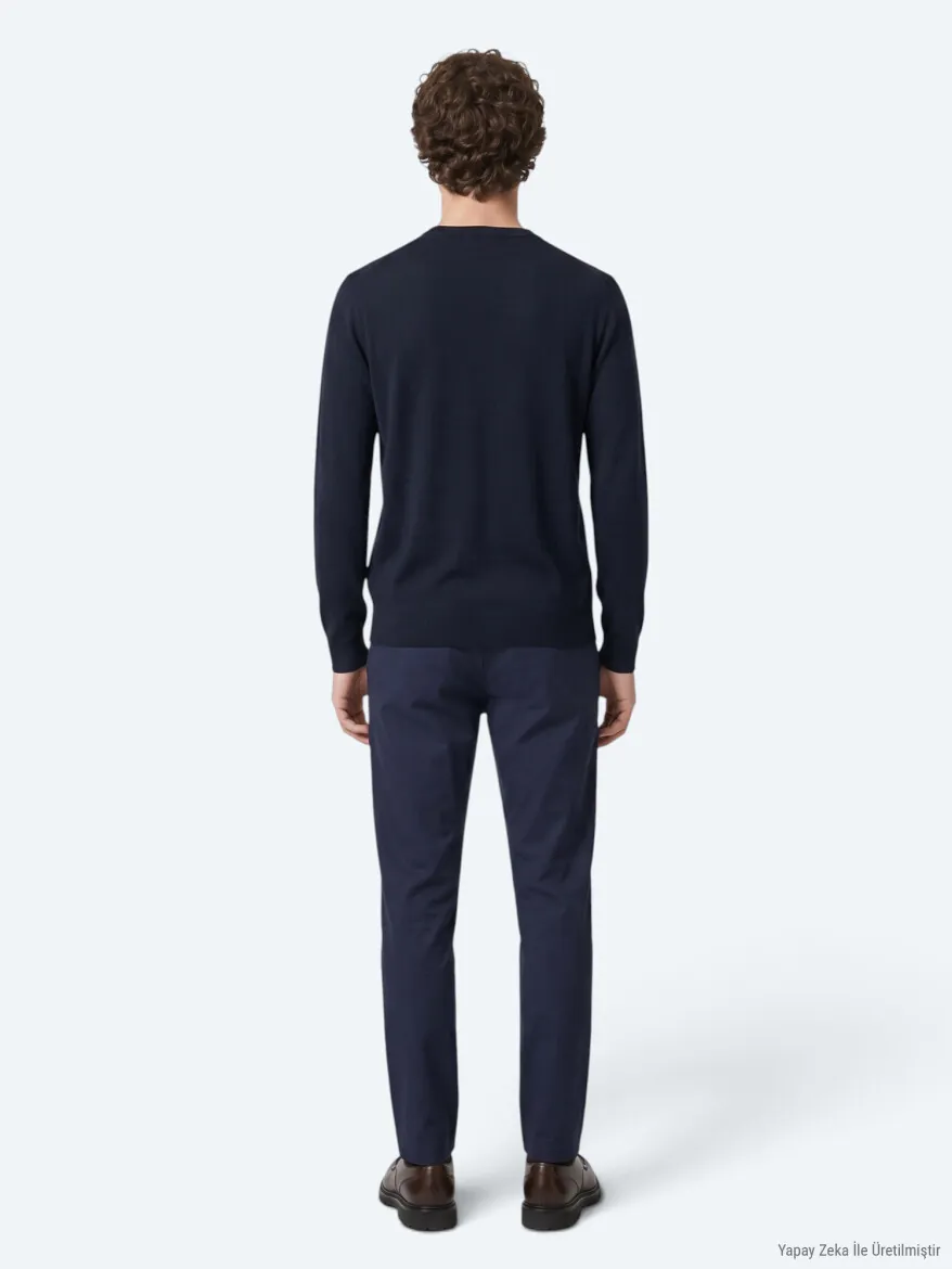 Navy Blue Knitwear Sweatshirt - 6