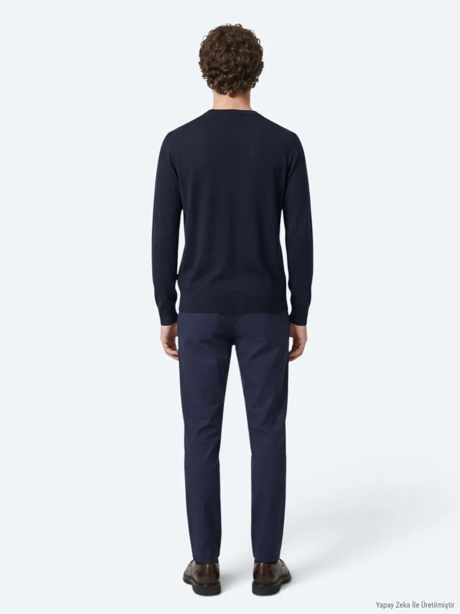 Navy Blue Knitwear Sweatshirt - 6