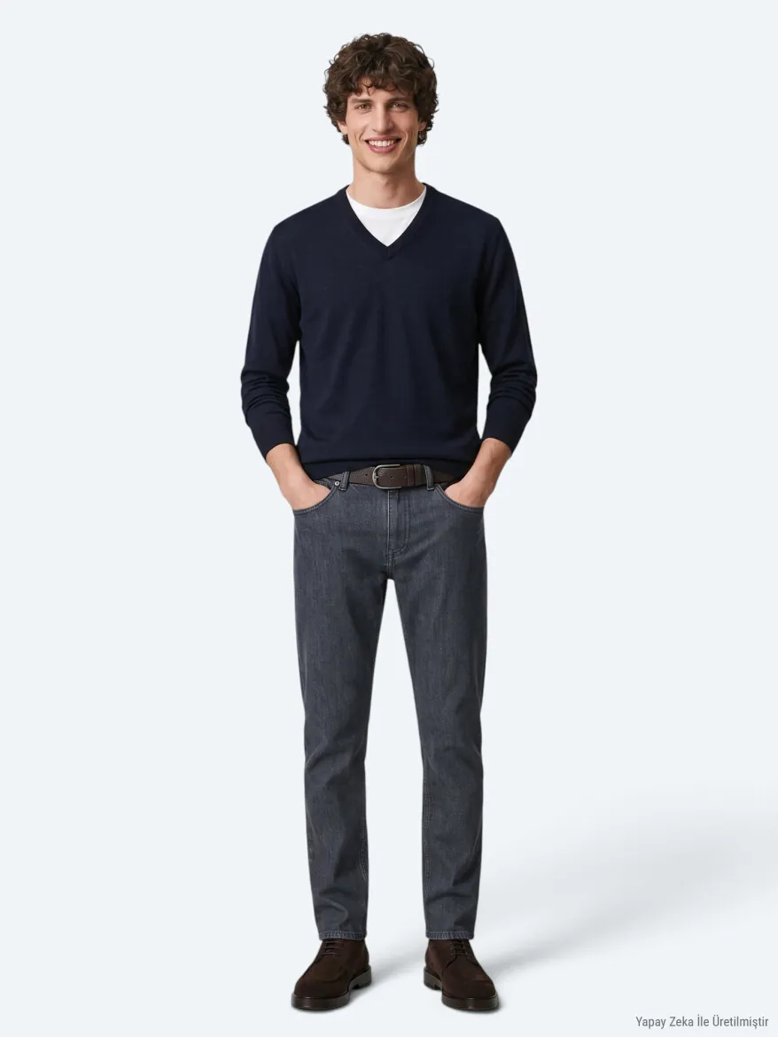 Navy Blue Knitwear Sweatshirt - 3