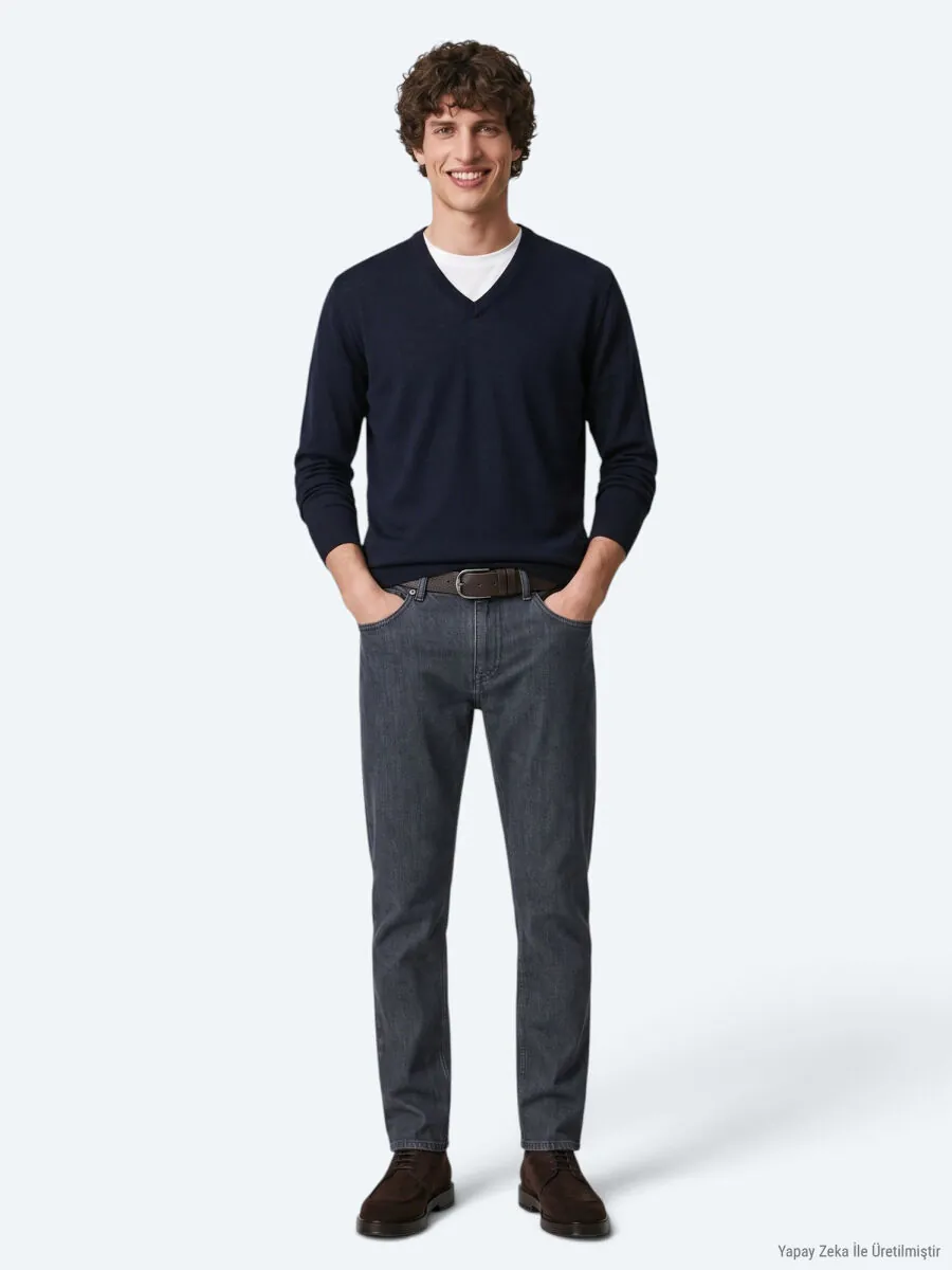 Navy Blue Knitwear Sweatshirt - 3