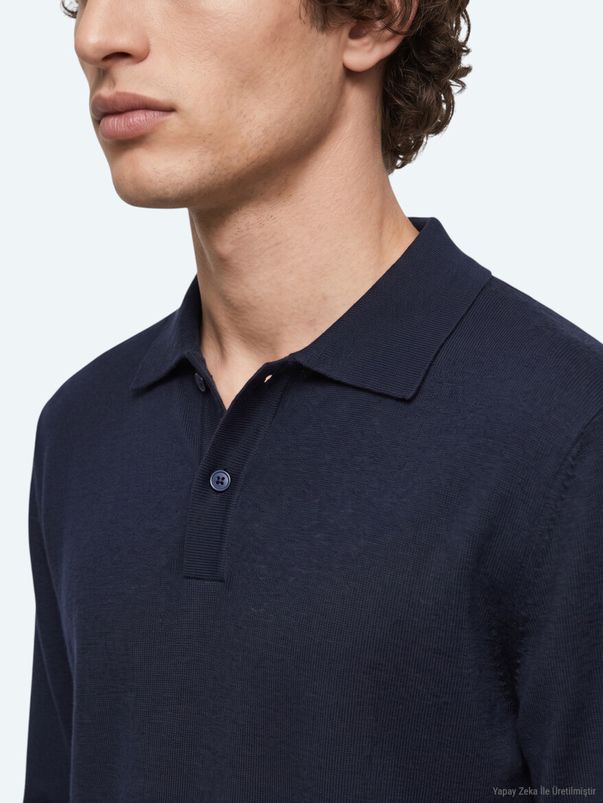 Navy Blue Knitwear Sweatshirt - 4
