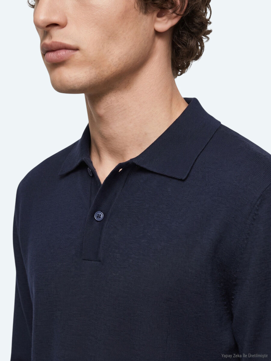 Navy Blue Knitwear Sweatshirt - 4