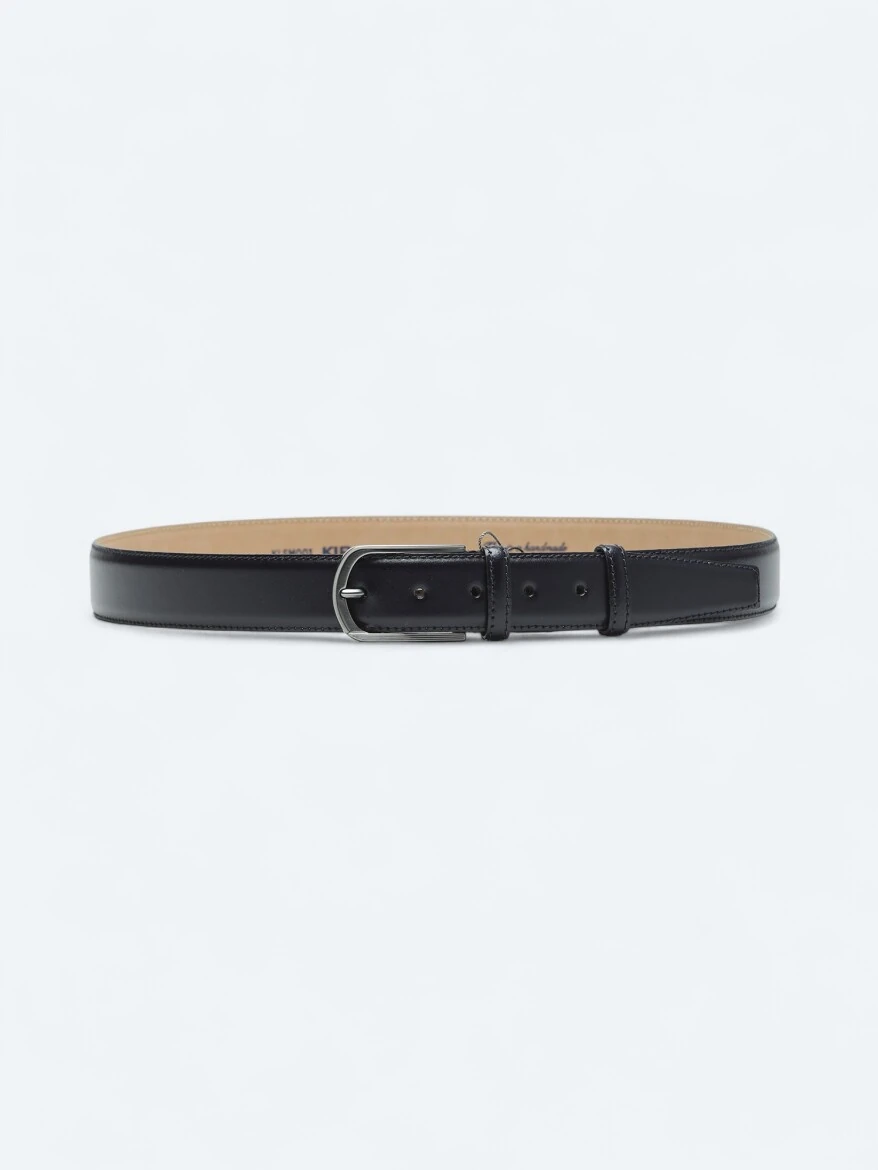 Navy Blue Leather Belt 