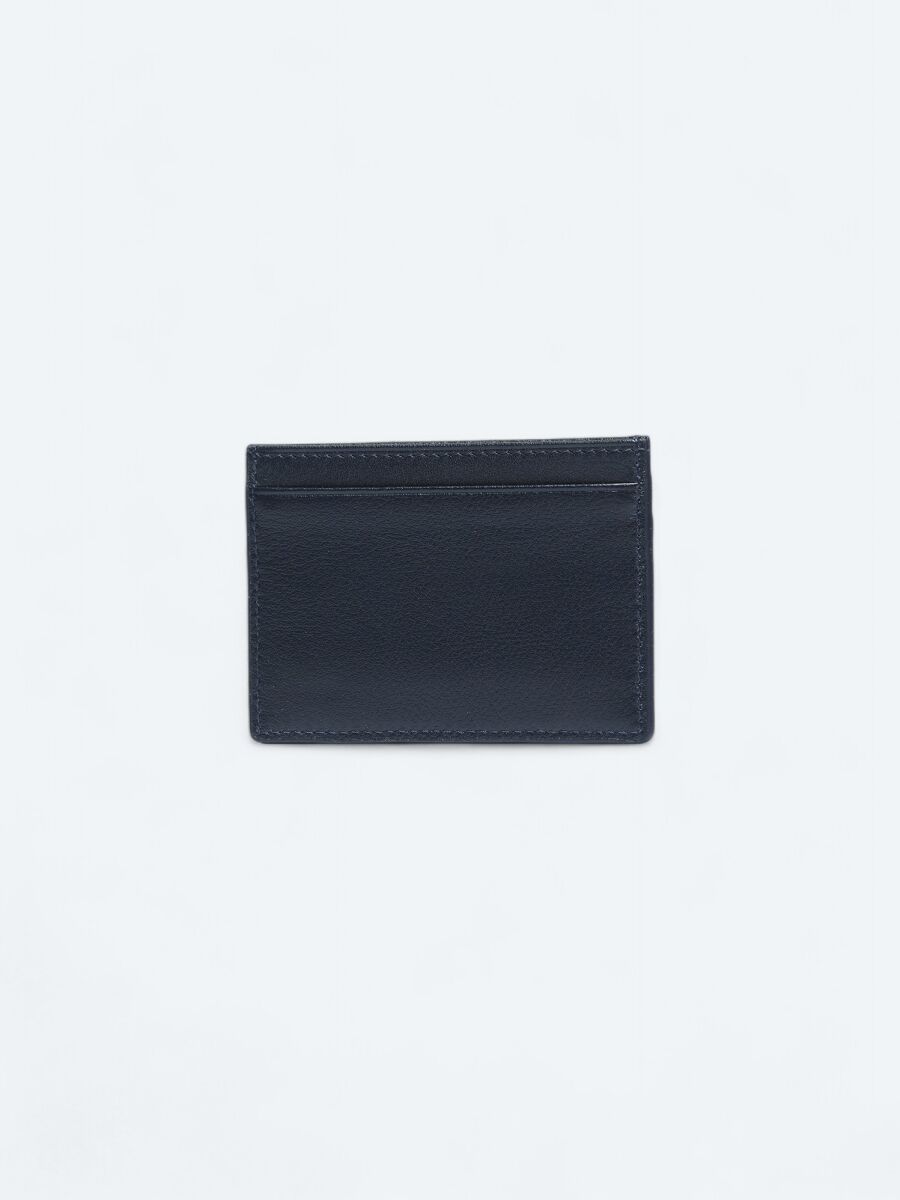 Navy Blue Leather Card Holder - 2