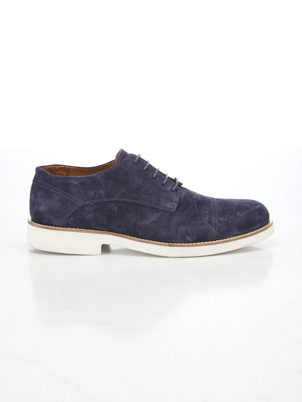 Navy Blue Leather Casual Shoes - 1