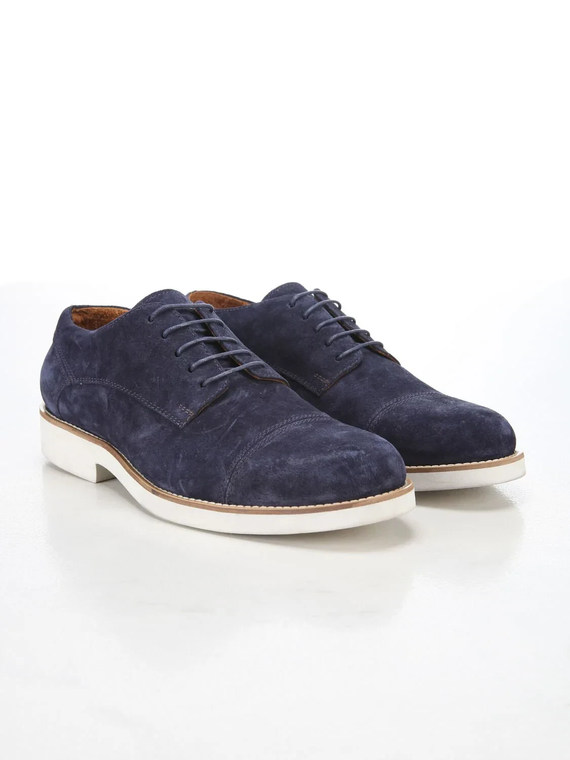 Navy Blue Leather Casual Shoes - 2
