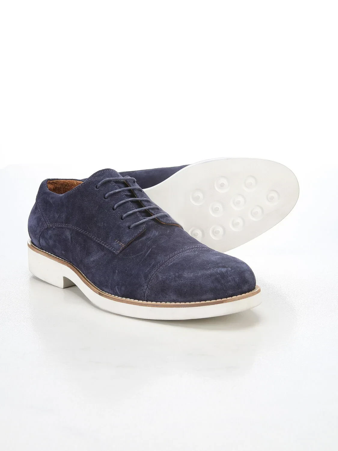 Navy Blue Leather Casual Shoes - 3