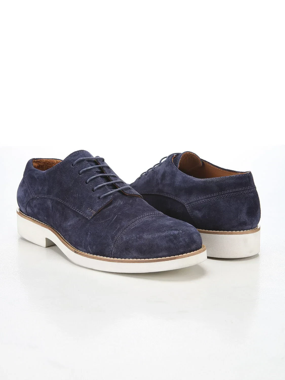 Navy Blue Leather Casual Shoes - 4