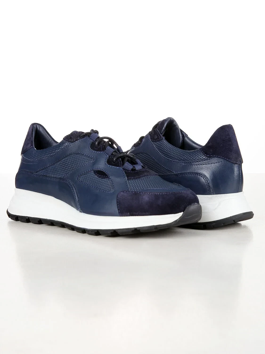 Navy Blue Leather Casual Sneaker - 3