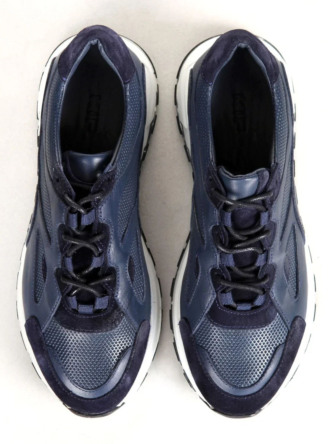 Navy Blue Leather Casual Sneaker - 5