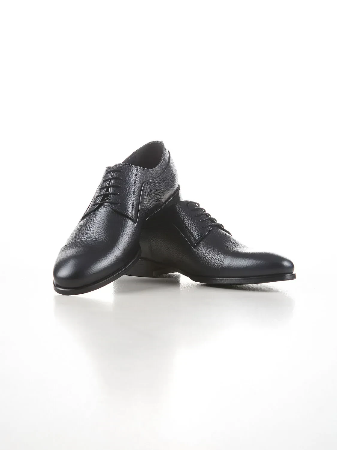 Navy Blue Leather Classical Shoes - 2