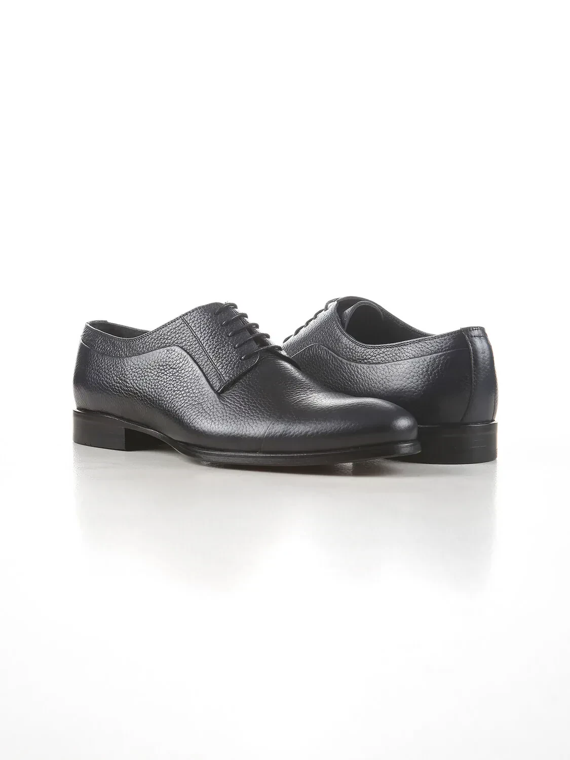 Navy Blue Leather Classical Shoes - 3