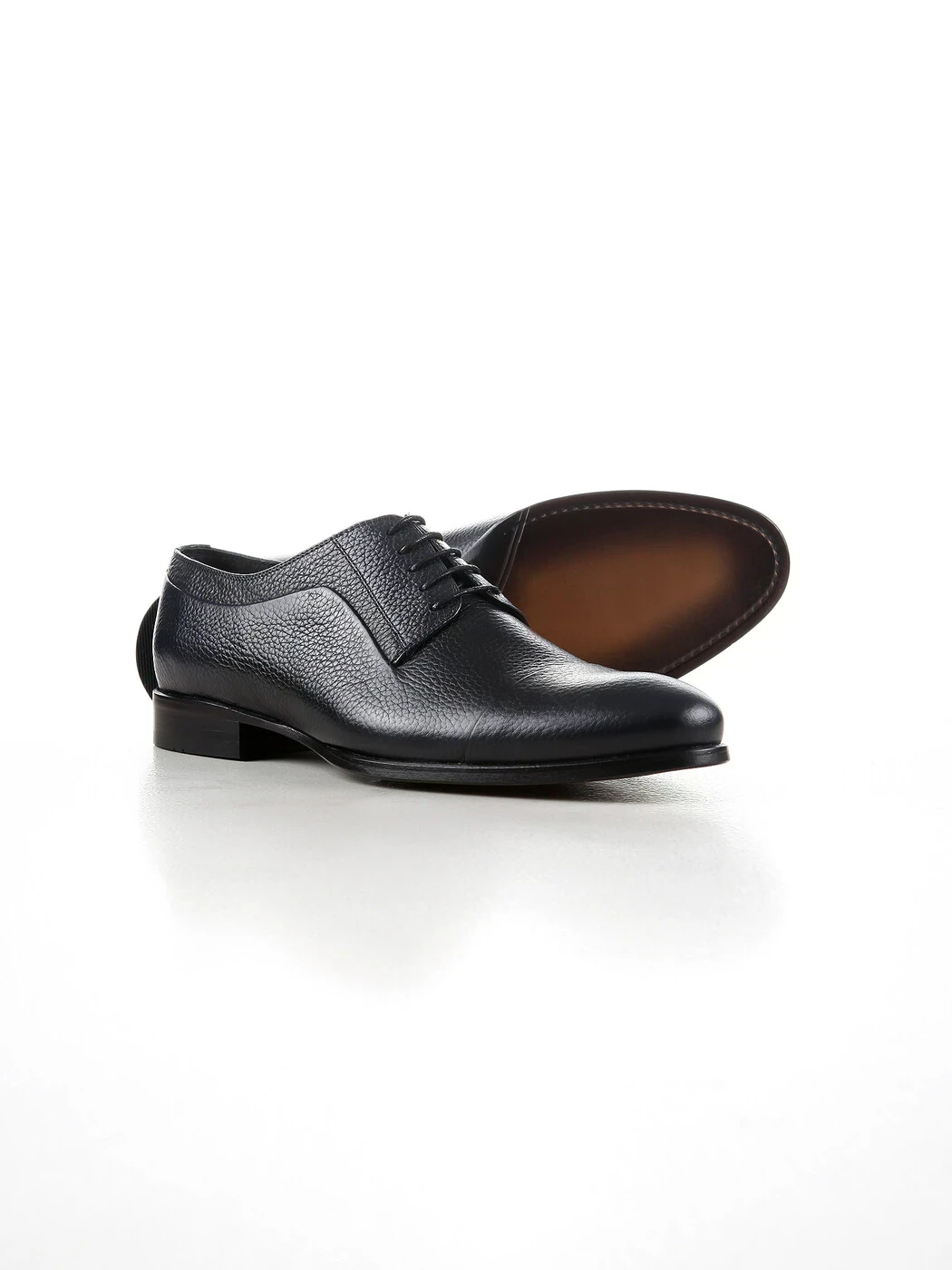 Navy Blue Leather Classical Shoes - 4
